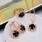 Europe And The United States Personalized Water Drop Color Diamond Necklace, Earrings, Rings Set, Shiny High-end Bridal Jewelry Wholesale