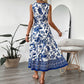 Retro Resort-style Long Dress V-neck Sleeveless One-piece Dress