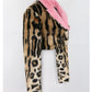 Leopard Print Faux Fur Coat Women's Clothing