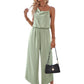Fashion Casual Solid Color Suspender Waist Wide Leg Jumpsuit