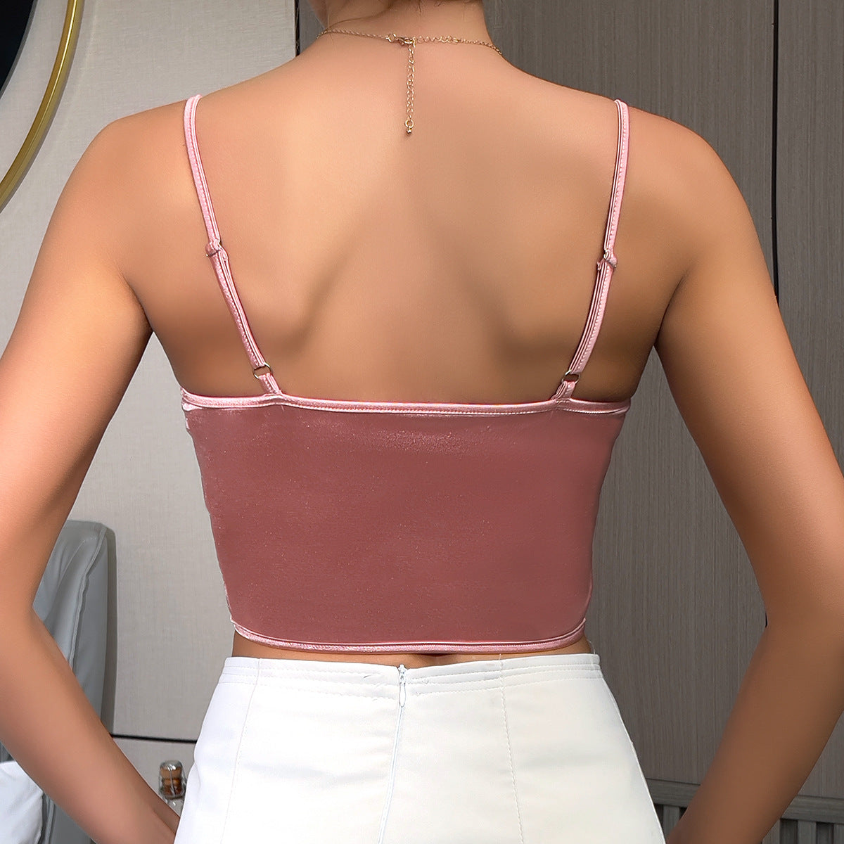 Women's Contrasting Color Patchwork Waistband Bone Suit