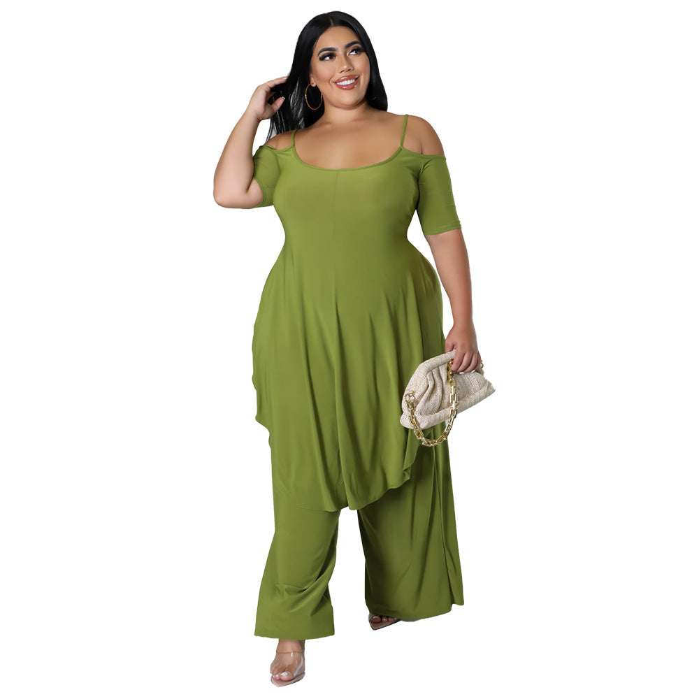 Arrival Solid-color Camisole Two-piece Set