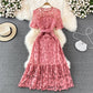 Summer Ladies Round Neck Crocheted Hollow Lace Dress