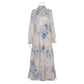 Niche Lilac Purple Lace-up Waist-controlled Long Sleeves Elegant Silk Crepe Dress