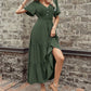 Cinched Elegant Commuter V-neck Midi Dress