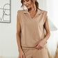 Women's Stand Collar Padded Shoulder Shorts Casual Suit