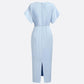 Elegant Classic V-neck Slim-fit Mid-length With Belt Dress