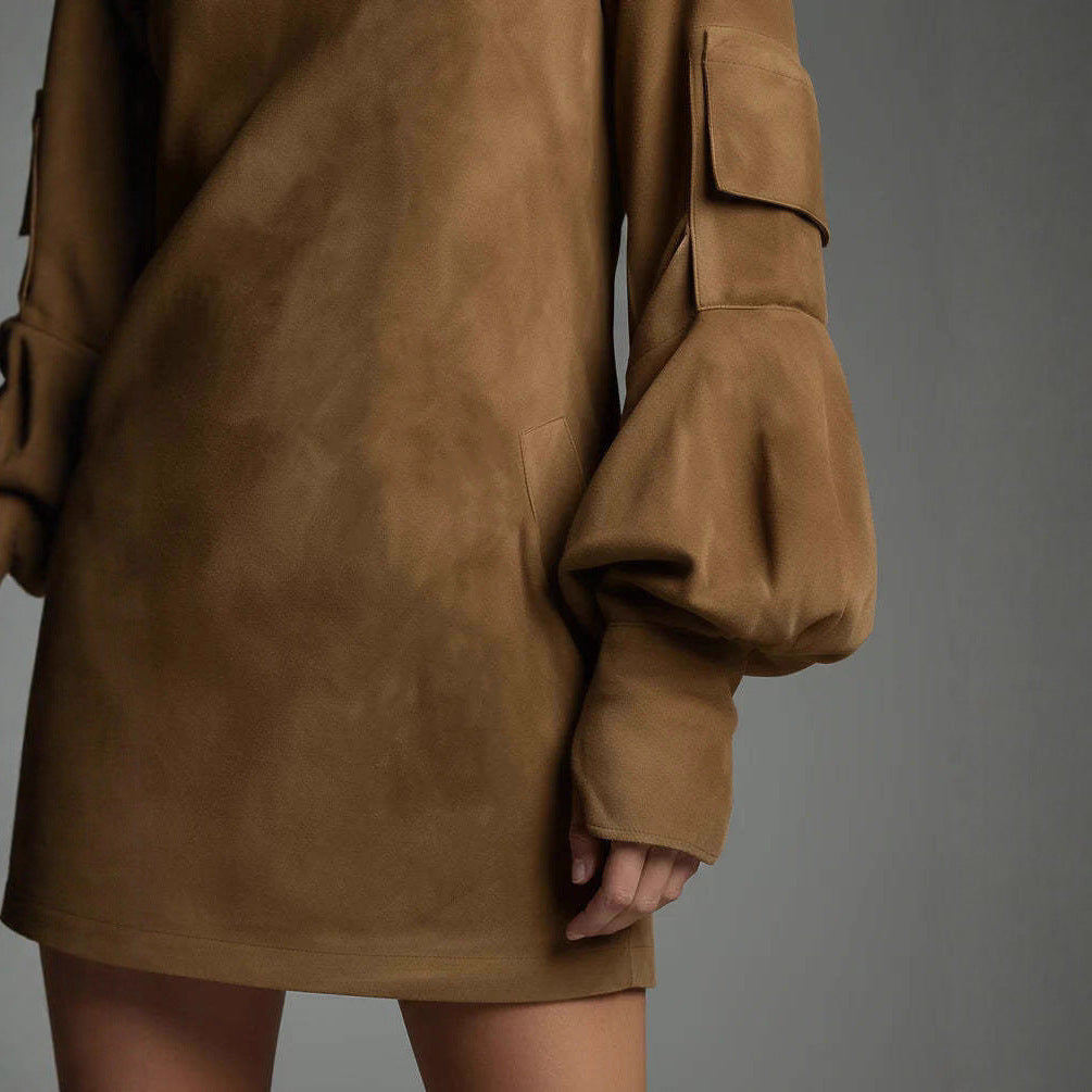 Fashion High Collar Long Sleeve Dress For Women