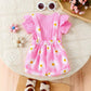 Pullover Romper Flower Print Suspender Pants Two-piece Set