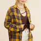 Women's Fashion Polo Collar Pocket Single-breasted Plaid Shirt