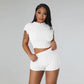 Women's Clothing Sleeveless Midriff-baring Shorts Popcorn Bubble Two-piece Set