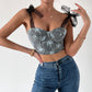 Women's Fashion Lace-up Sling Steel Ring Fishbone Chest Vest