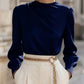 Simple Commuting Temperament Pleated High-neck Lantern Sleeve Blouse For Women