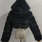 Short Hood Fox Fur Women's Long Sleeve Stitching Coat