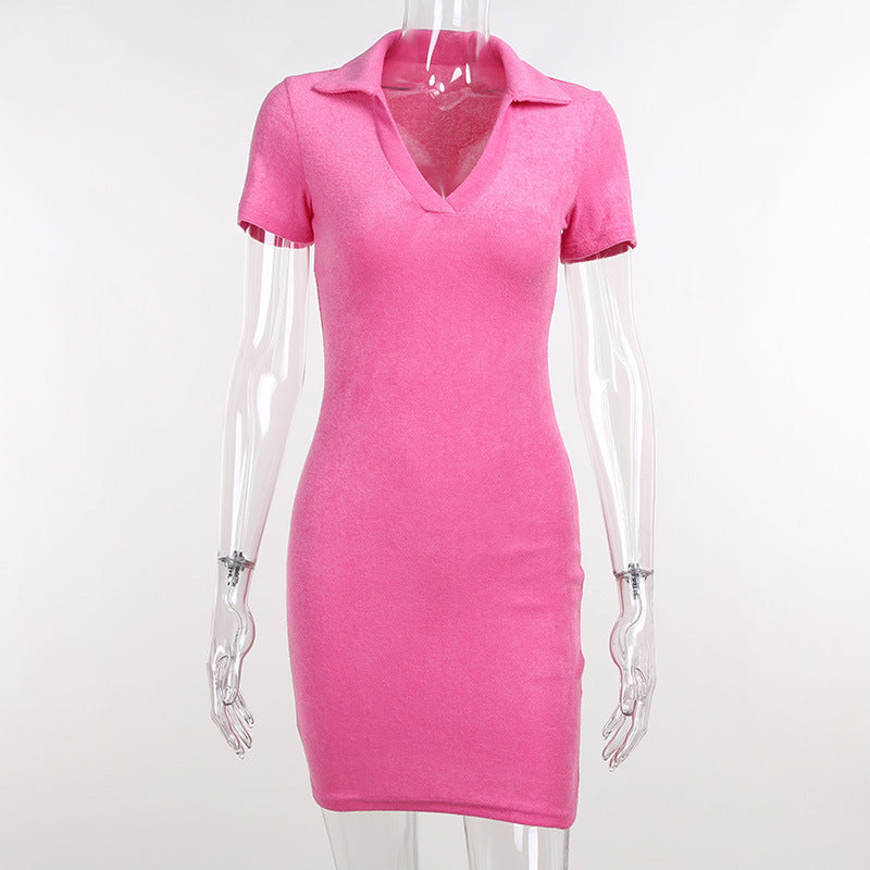 Polo Neckline Chest Bag Hip Dress