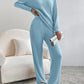 Fashion Solid Striped Suit V-neck Long-sleeved Top And Casual Straight Pants Loose Temperament Women's Clothing