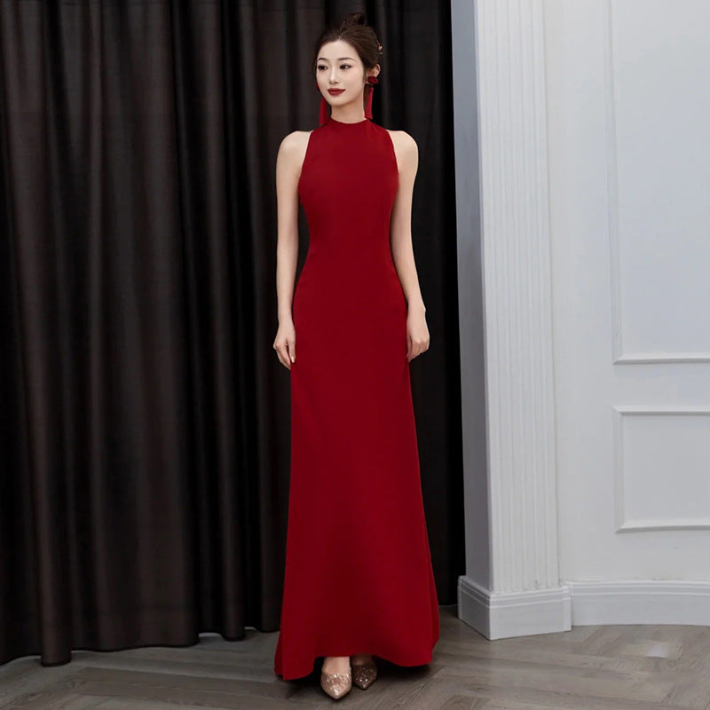 Women's Banquet Neck Hanging Evening Dress