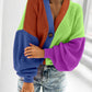 Casual Color Matching Bright Women's Woolen Long-sleeved Cardigan
