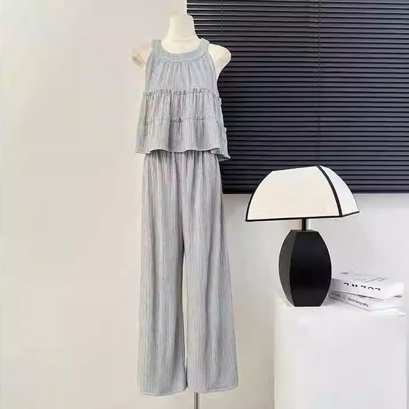 Women's Loose-Fit Casual Straight-Leg Pants Two-Piece Set