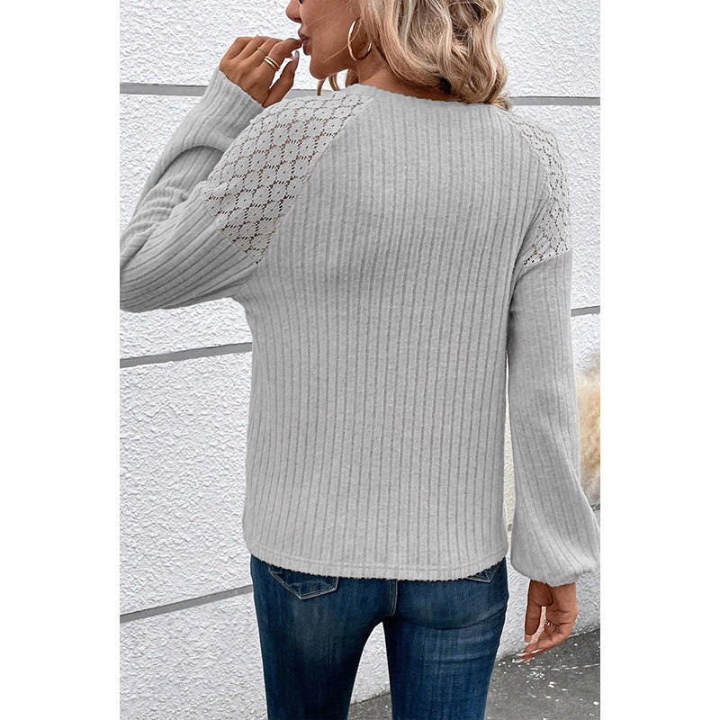 Solid Color Long-sleeved Top Women's European And American Commuters' All-matching