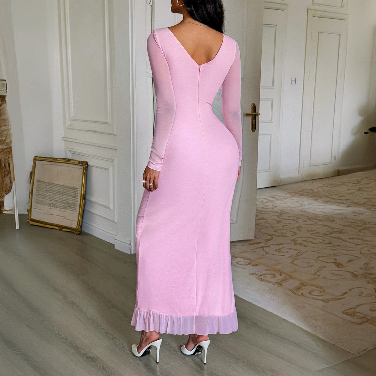 European And American Elegant Style Slip Dress With Slits