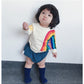 Children's Rainbow Sun Patterned Long Sleeve Top With Fringe