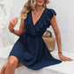 Casual Ruffled Sleeveless V-neck Polka Dot Pattern Mini Dress
