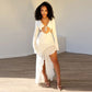 Women's Chest-wrapped Long Sleeve V-neck Lace-up Long Dress