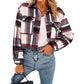 Lapel Pocket Fashion Casual Short Women's Plaid Coat