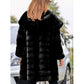 Manteau à capuche ample en peluche de couleur unie en fausse fourrure