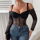 Black Sheer Bodysuit With Spaghetti Straps For A Sultry All-in-one Look