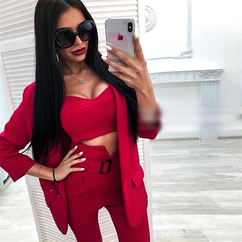 Women's solid color suit