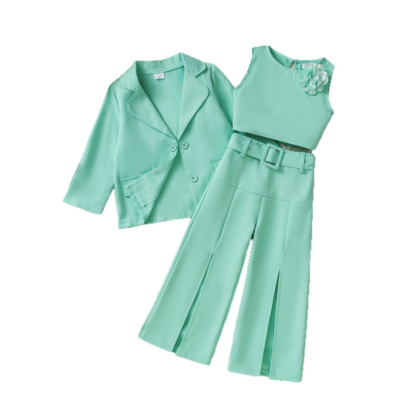 Girl's Casual Korean Wide-leg Pants Set