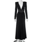 Robe longue à manches longues et fente haute pour femme