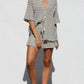 European And American Ladies Summer Suit Fresh Cotton Waffle Striped Shirt Shorts