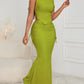 European And American-style Summer Slim-fit Fishtail Asymmetrical Top And Lace-up Maxi Skirt Set