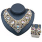 Fast selling explosion, Middle East, Europe and America, colorful exaggerated bride necklace, earring set, alloy color plating