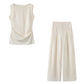 Solid Color Sleeveless Top High Waist Casual Pants Suit