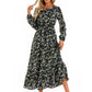 Womens Versatile Round-neck Floral Chiffon Dress