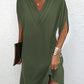 Women's V-neck Pleated Batwing Sleeve Dress