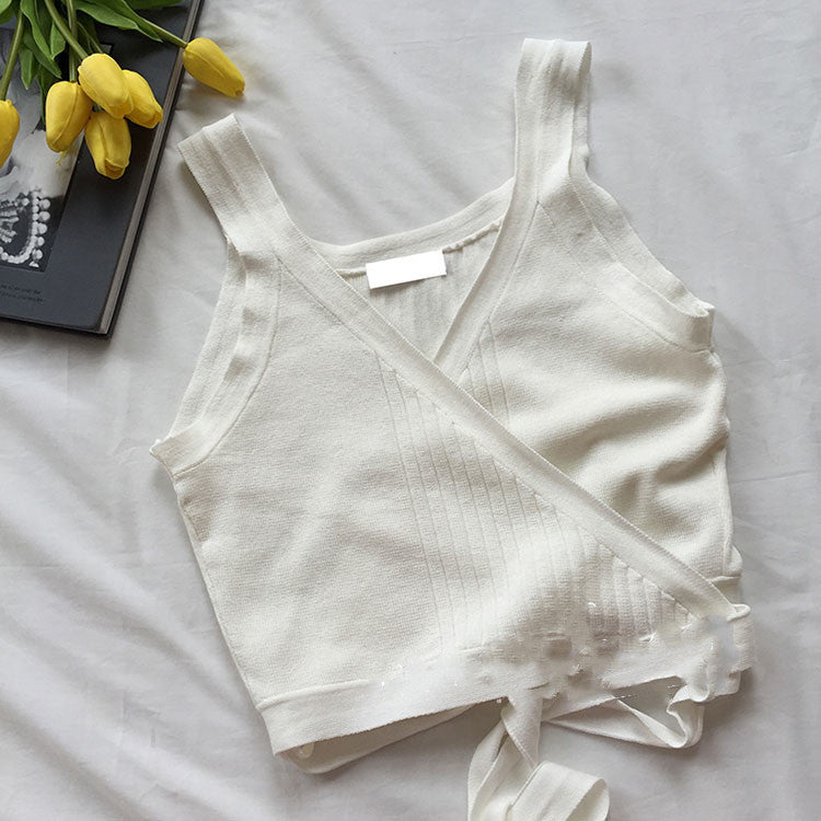 Solid color lace knitted camisole