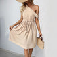 New Elegant Slightly Mature-style Solid-color Jacquard Asymmetrical Off-shoulder Dress