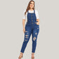 Ripped denim overalls
