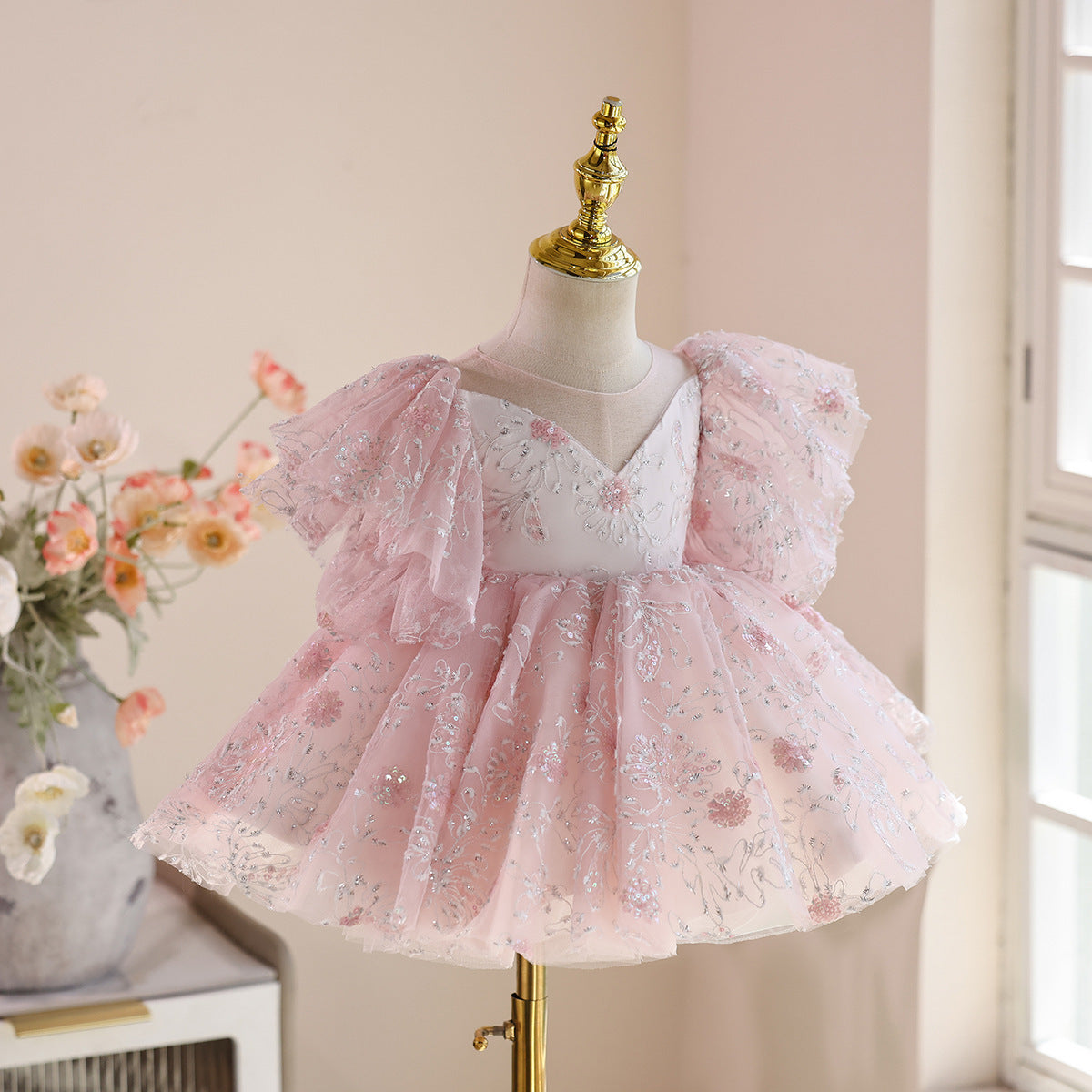 Girl Costume For Piano Performance Little Girl Birthday Flower Girl Tulle Tutu