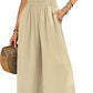 Neck-gathered Bodysuit With Casual Wide-leg Pants