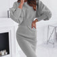 Solid Color Round Neck Waist Slim Pack Hip Skirt