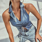 Cotton Street Fashion Temperament Splicing Slim Fit Pullover Top