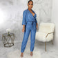 Fashion Denim Long Sleeve Women's Slim Fit Jumpsuit
