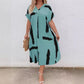Women's Long Dress V-neck Short Sleeve Printed Loose