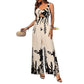 Ethnic-style Printed Ruched Waist With A Tie-detail Designcasual Vacation-ready Womens Jumpsuit